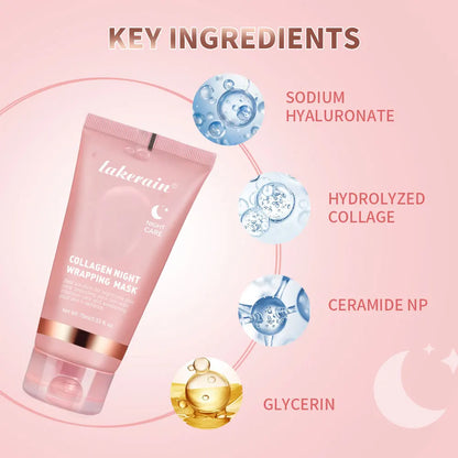 75Ml Collagen Overnight Wrapping Peel off Facial Mask Korean Collagen Night Wrapping Mask Deeply Hydrates Night Care Mask Cream