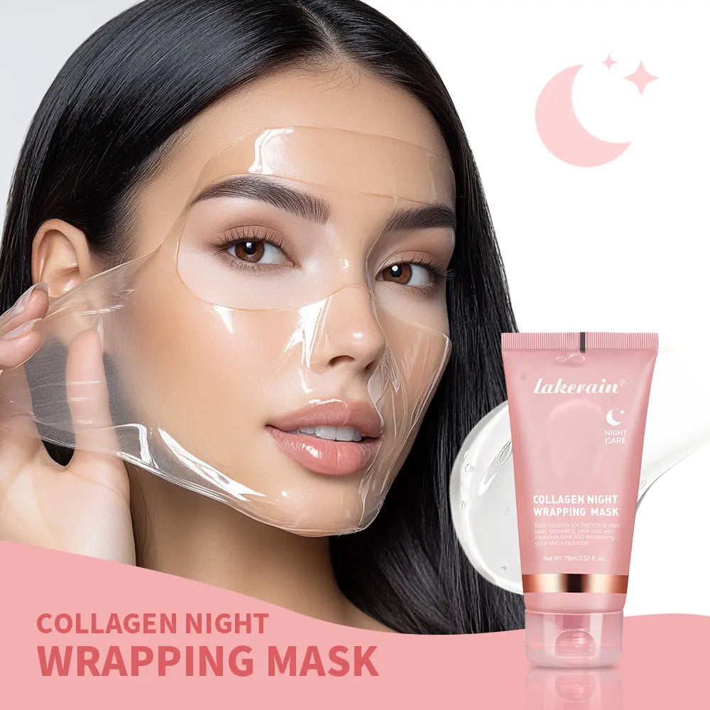 75Ml Collagen Overnight Wrapping Peel off Facial Mask Korean Collagen Night Wrapping Mask Deeply Hydrates Night Care Mask Cream
